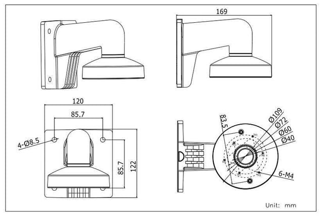 Staffa da parete in alluminio Hikvision Hikvision DS-1272ZJ-110