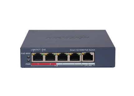 Hikvision Hikvision DS-3E1105P-EI, switch inteligente de 5 portas com 4x PoE, 100 Mb