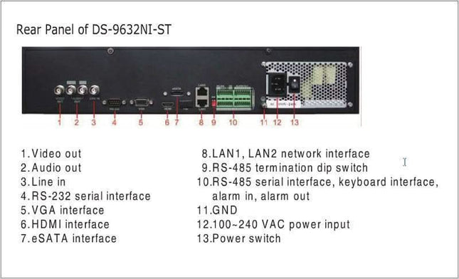 Hikvision Hikvision DS-9632NI-I8 Grabador de vídeo en red (32 cámaras) 8x SATA, 2x LAN