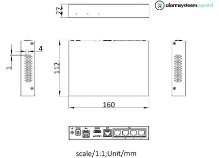 Hikvision Hikvision DS-E04NI-Q1/4P,  incl. 1 TB SSD Geschikt voor 4 IP camera's 4x PoE