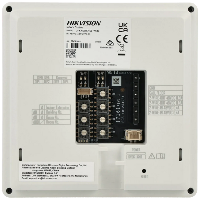 Hikvision Hikvision DS-KH7000EY-E2-W, 2-Draads Modulaire intercom, binnenpost