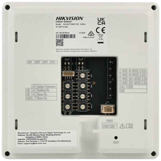 Hikvision Hikvision DS-KH7100EY-E2-W, 2-Draads Modulaire intercom, binnenpost monitor