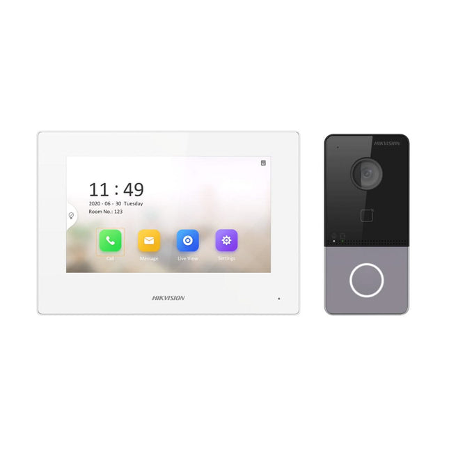 Hikvision Hikvision DS-KIS603-P(B) Video-Intercom kit 1 Videodeurbel 1 Binnenpost 7" 2x voeding