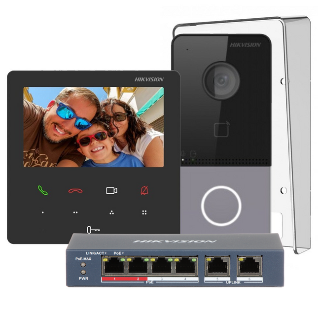 Hikvision Hikvision DS-KIS606-P Complete Video-Intercom KIT met PoE Switch