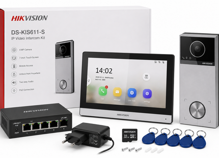 Hikvision Hikvision DS-KIS611-S, Video-Gegensprechanlagen-Set DS-KH6350-WTE1, DS-KV6114-MWBE1
