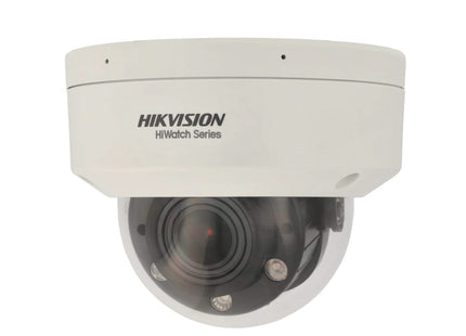 Hikvision HWI-D640HA-LZU, cámara domo de 4 MP, zoom óptico de 2,8 mm a 12 mm, PoE, iluminación híbrida inteligente, 2 micrófonos.