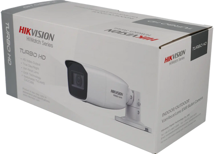 Hikvision Hikvision HWT-B320-VF, lente Motorzoom de 2 MP 2,8-12 mm, câmera bullet, IR de 40 m, saída de vídeo coaxial 4 em 1