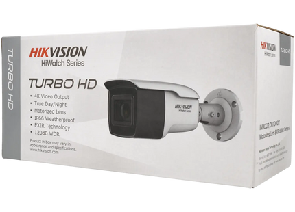 Hikvision HWT-B381-Z, 8 MP (4K), 80 m de infrarrojos, objetivo con zoom motorizado, cámara tipo bala coaxial Turbo HD