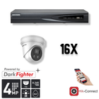 Hikvision Hikvision Set 16x Turret 4MP + Gravador e Cabeamento
