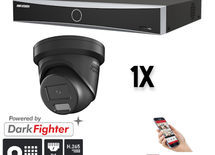 Hikvision: kit de 1 cámara tipo torreta de 8 MP + grabador y cableado