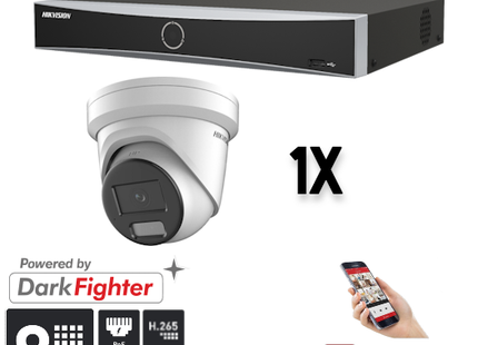 Hikvision: kit de 1 cámara tipo torreta de 8 MP + grabador y cableado