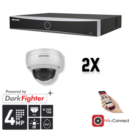 Hikvision Hikvision Set 2x Dome 4MP + registratore e cablaggio