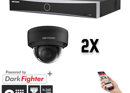 Hikvision: Juego de 2 cámaras domo de 8 MP + grabador y cableado