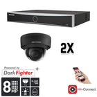 Hikvision: Juego de 2 cámaras domo de 8 MP + grabador y cableado