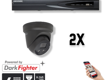 Hikvision: kit de 2 cámaras tipo torreta de 4 MP + grabador y cableado