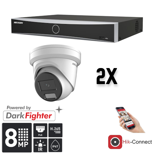 Hikvision Hikvision Set 2x Turret 8MP + Grabador y Cableado