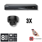 Hikvision Hikvision Set 3x Dome 8MP + registratore e cablaggio