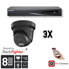 Hikvision Hikvision Set 3x torretta 8MP + registratore e cablaggio