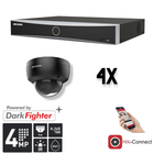 Hikvision Hikvision Set 4x Dome 4MP + registratore e cablaggio