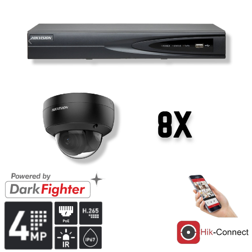Hikvision Hikvision Set 8x Dome 4MP + registratore e cablaggio