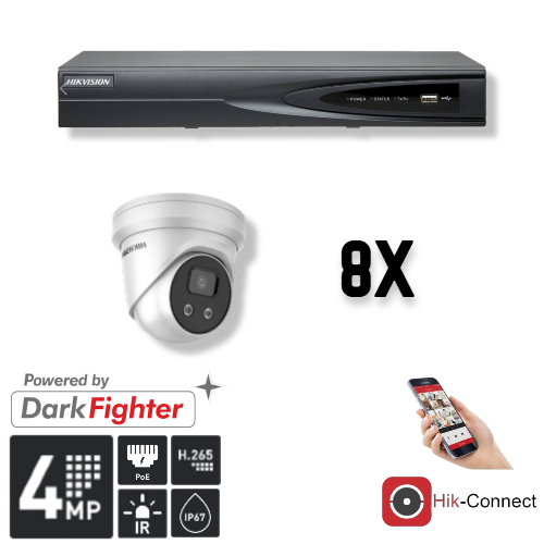 Hikvision Hikvision Set 8x Turret 4MP + Grabador y Cableado