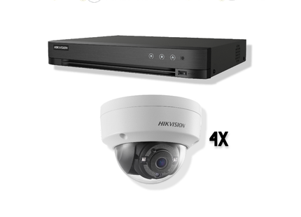 Conjunto Hikvision Turbo HD | 4 cámaras domo | 5 megapíxeles |
