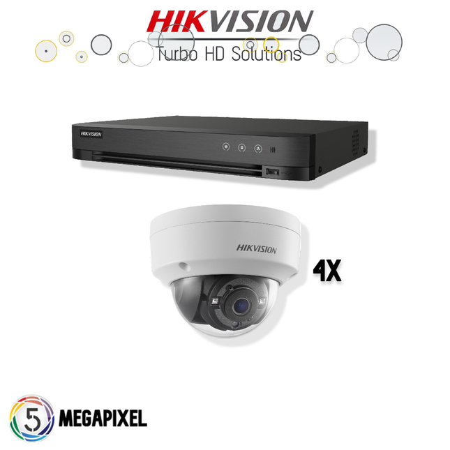 Hikvision Conjunto Hikvision Turbo HD | 4x Cúpula | 5 megapíxeles |