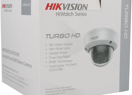Hikvision HWT-D381-Z, 8MP Motorzoom 2.8-12mm lens, domecamera, 40m IR, 4 in 1 video-output coax