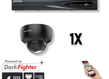 Hikvision Set 1x Dome 4MP + Recorder & Bekabeling