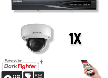 Hikvision Set 1x Dome 8MP + Recorder & Bekabeling