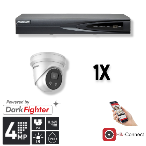 Hikvision Set 1x Turret 4MP + Recorder & Bekabeling