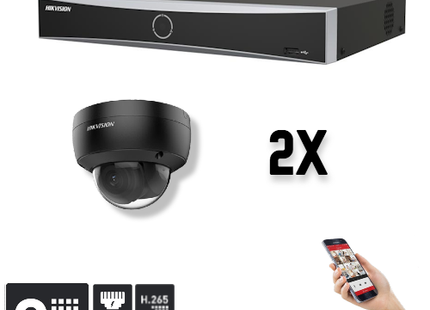 Hikvision Set 2x Dome 8MP + Recorder & Bekabeling