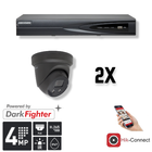 Hikvision Set 2x Turret 4MP + Recorder & Bekabeling