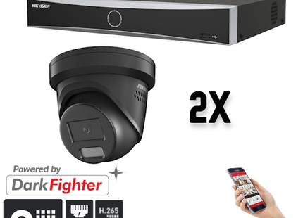 Hikvision Set 2x Turret 8MP + Recorder & Bekabeling