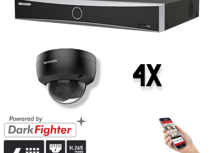 Hikvision Set 4x Dome 4MP + Recorder & Bekabeling