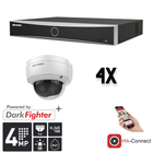 Hikvision Set 4x Dome 4MP + Recorder & Bekabeling