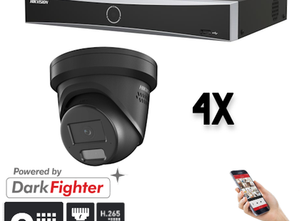 Hikvision Set 4x Turret 8MP + Recorder & Bekabeling