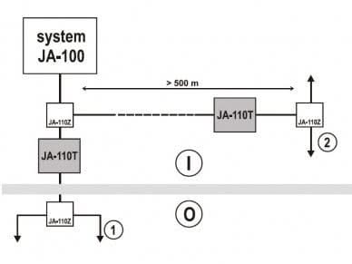 Jablotron JA-110T BUS kortsluiting isolatie module