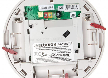 Jablotron JA-111ST-A BUS: detector combinado de humo y calor con sirena de incendio y antirrobo
