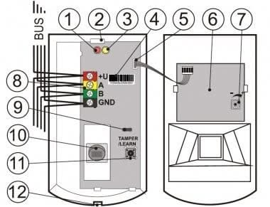 Jablotron Jablotron JA-120PB BUS combinou detector de movimento PIR e quebra de vidro