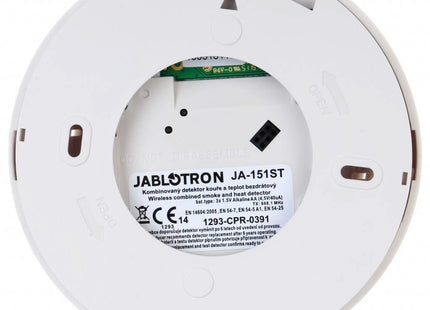 Jablotron JA-151ST-A: detector inalámbrico de humo y calor con función de doble sirena (alarma antirrobo y de incendio)
