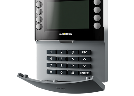 Jablotron JA-155E-GR, unidad de control inalámbrica con teclado de cuatro segmentos, pantalla LCD y lector RFID