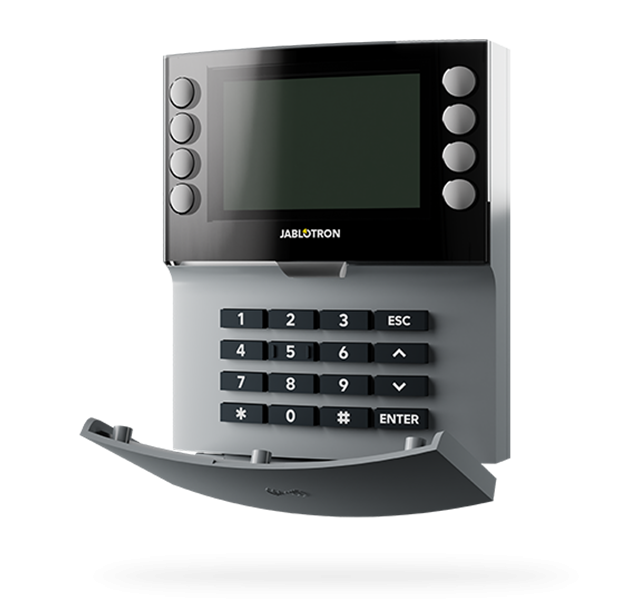 Jablotron JA-155E-GR, Teclado inalámbrico con teclado de cuatro segmentos, LCD y lector RFID