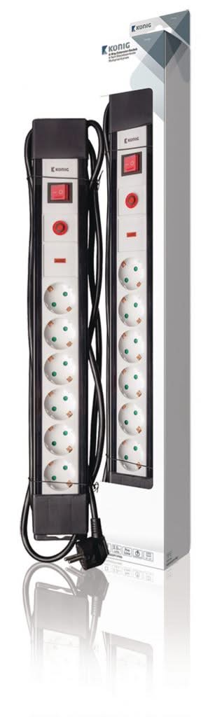 König Overspanningsbeveiligde Stekkerdoos Pro-Line 6-Wegs 3.00 m - Geaard