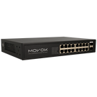 Movok 18 Poorts PoE Gigabit Switch, 16x PoE, 2x Uplink