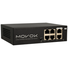 Conmutador PoE Movok de 6 puertos, 100 Mb, 250 m de PoE