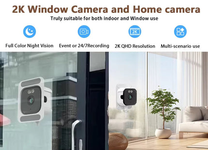 Nedis Nedis Cámara para ventana Dual WiFi, Micro SD, Starlight, resolución de 4 Mp