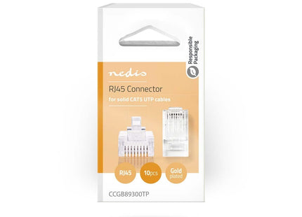 Nedis Connecteur Nedis RJ45 CAT5e, plaqué or, 10 pièces, noyau solide