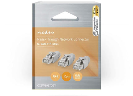 Nedis Nedis Conector RJ45 CAT6 FTP «Pass Through» sólido, 10 unidades