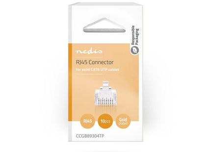 Conector Nedis Nedis RJ45 CAT6, banhado a ouro 10 peças, núcleo sólido